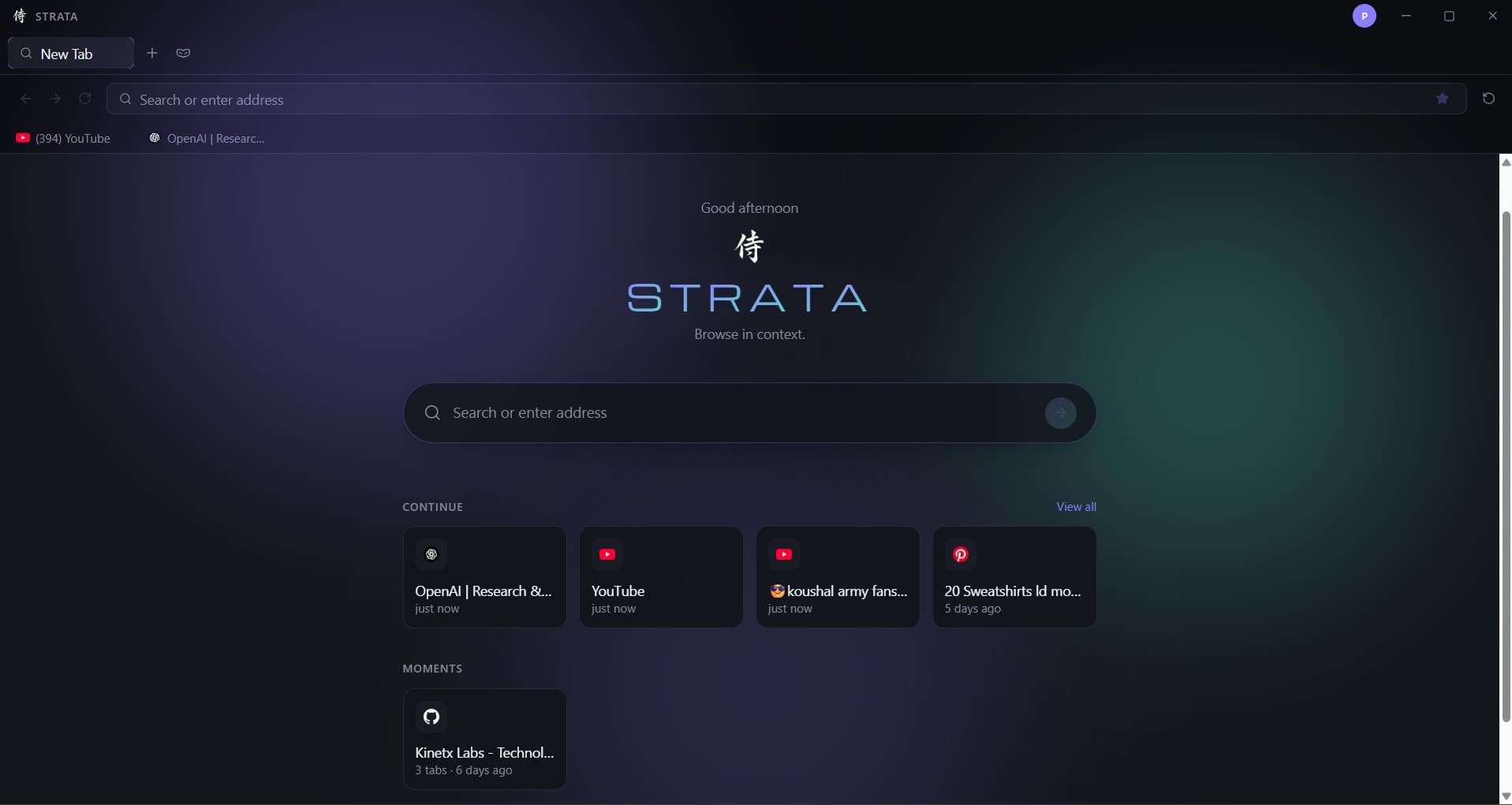 Strata interface screenshot